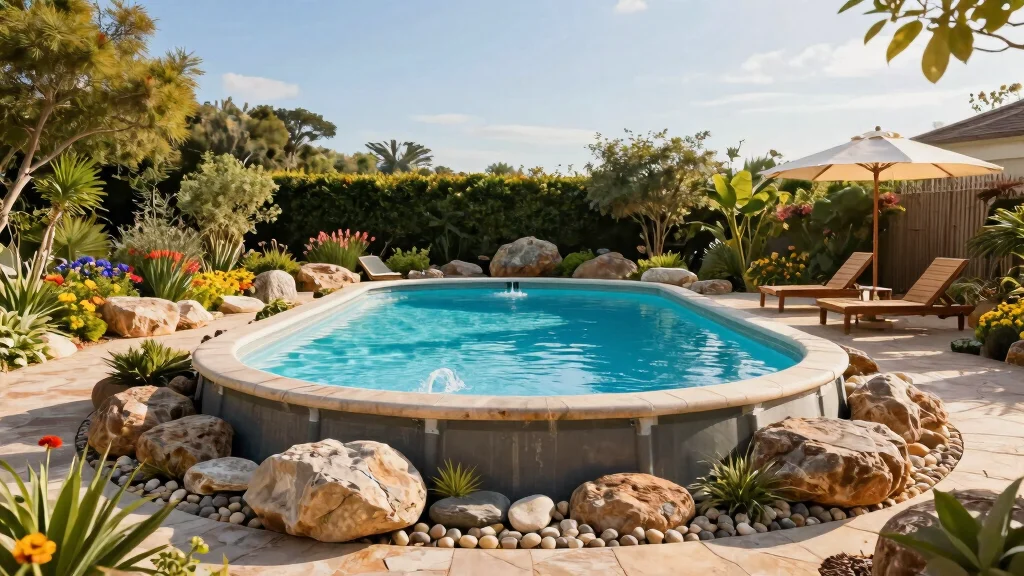 17 Stunning Rock Around Above Ground Pool Landscaping Ideas