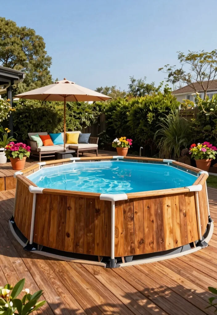 20 Best Above Ground Pool Decks: Ultimate Guide 1 20 Best Above Ground Pool Decks Ultimate Guide 1. Classic Wooden Deck Timeless Elegance 0