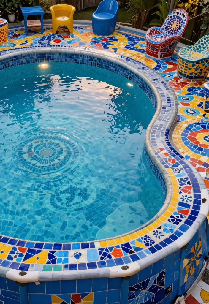 20 Best Above Ground Pool Decks: Ultimate Guide 17 20 Best Above Ground Pool Decks Ultimate Guide 17. Colorful Mosaic Deck Artistic Flair 0