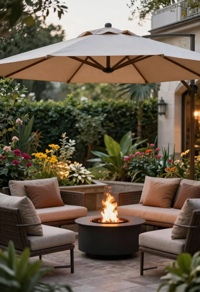 21 Comfortable Fire Pit Furniture Ideas for Lounging 12. Eco Friendly Cantilever Umbrellas 0