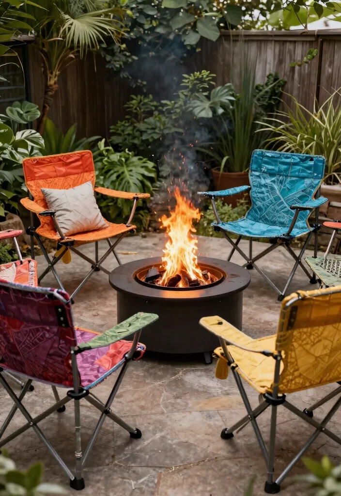 21 Comfortable Fire Pit Furniture Ideas for Lounging 13. Foldable Camping Chairs 0