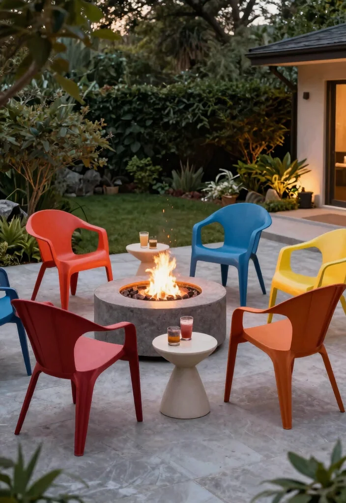 21 Comfortable Fire Pit Furniture Ideas for Lounging 14. Stylish Resin Chairs 0