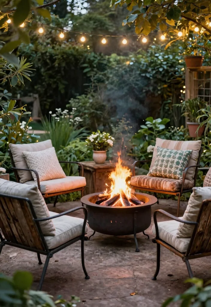 21 Comfortable Fire Pit Furniture Ideas for Lounging 16. Vintage Garden Furniture 0