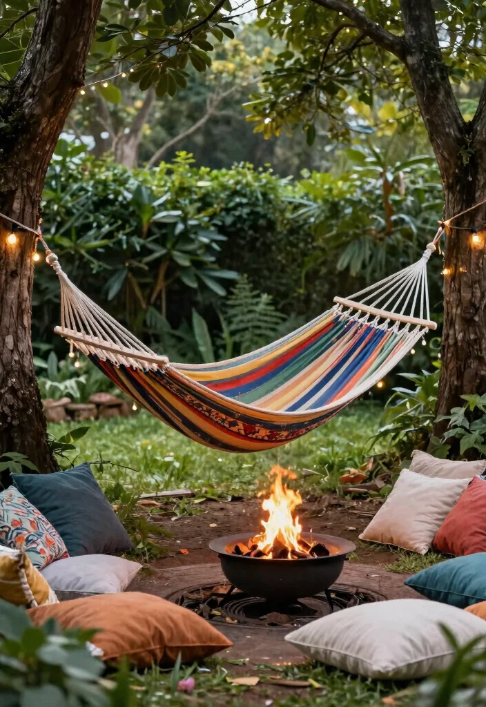 21 Comfortable Fire Pit Furniture Ideas for Lounging 2. Eco Friendly Hammocks 0