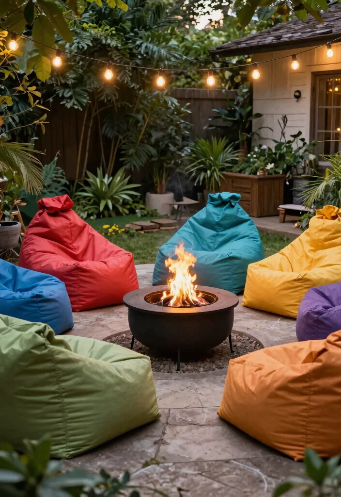 21 Comfortable Fire Pit Furniture Ideas for Lounging 4. Eco Conscious Bean Bags 0