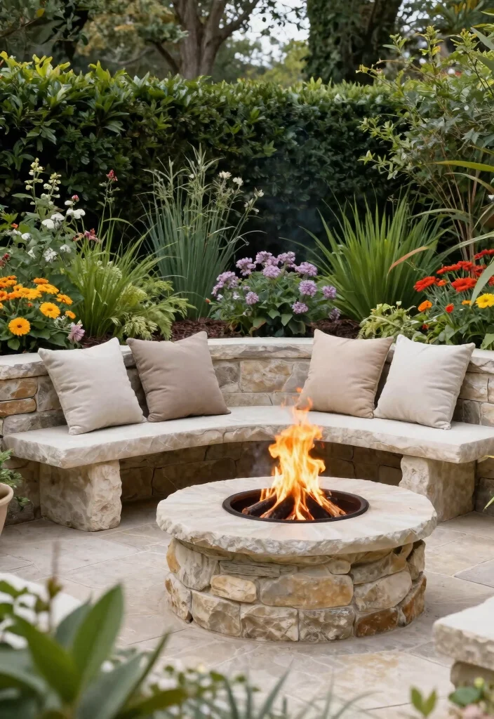 21 Comfortable Fire Pit Furniture Ideas for Lounging 5. Natural Stone Benches 0