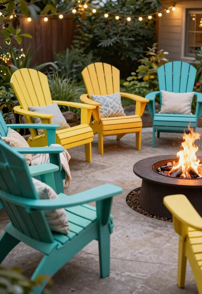 21 Comfortable Fire Pit Furniture Ideas for Lounging 6. Eco Friendly Adirondack Chairs 0