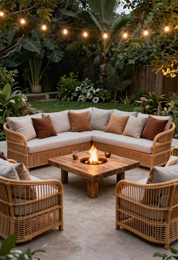 21 Comfortable Fire Pit Furniture Ideas for Lounging 7. Charming Outdoor Sofa Sets 0