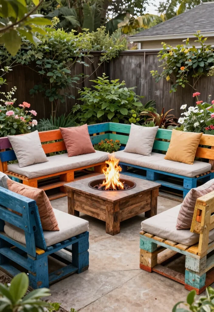 21 Comfortable Fire Pit Furniture Ideas for Lounging 8. Reclaimed Pallet Furniture 0