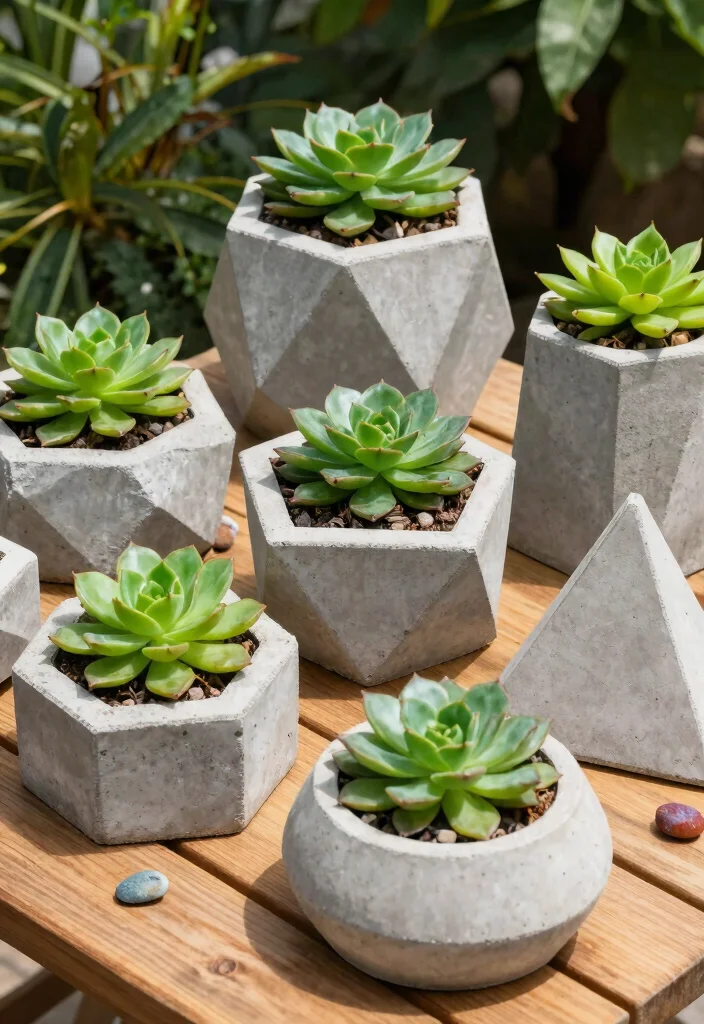 21 Most Stylish Outdoor Planter Ideas for Modern Yards 1. Geometric Concrete Planters 0