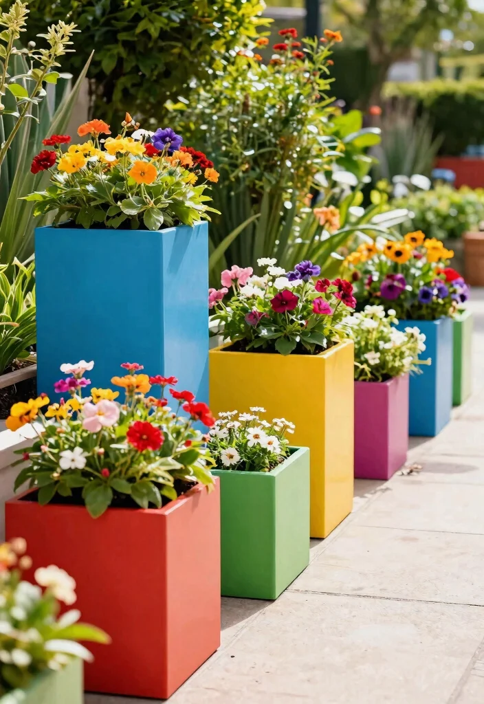 21 Most Stylish Outdoor Planter Ideas for Modern Yards 16. Bold Modern Color Block Planters 0