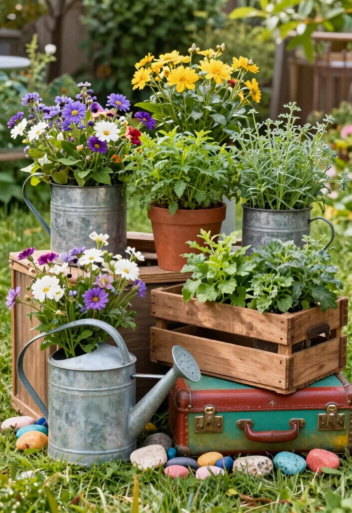 21 Most Stylish Outdoor Planter Ideas for Modern Yards 4. Repurposed Vintage Containers 0
