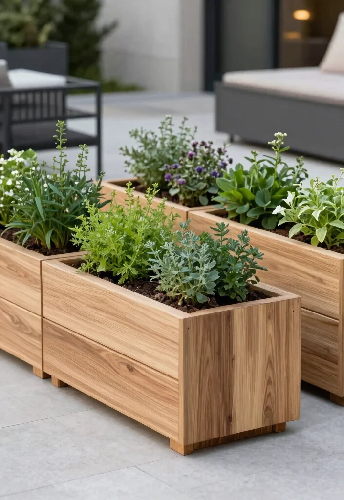 21 Most Stylish Outdoor Planter Ideas for Modern Yards 5. Minimalist Timber Planters 0