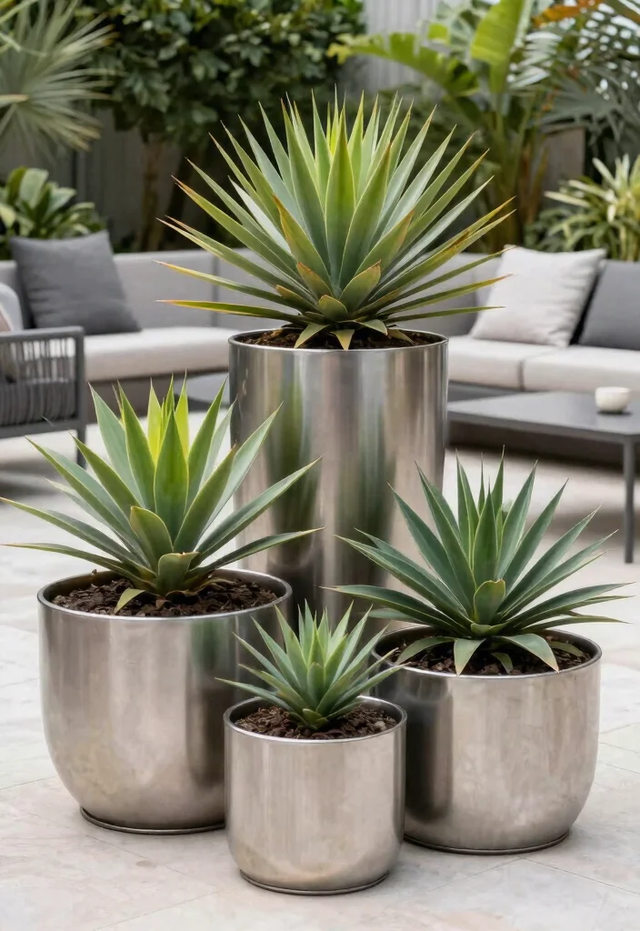 21 Most Stylish Outdoor Planter Ideas for Modern Yards 7. Stylish Steel Planters 0