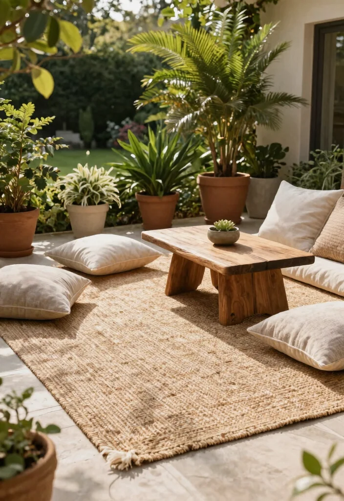 21 Stunning Outdoor Patio Design Collection Ideas to Pin 9. Outdoor Rugs from Natural Fibers 0