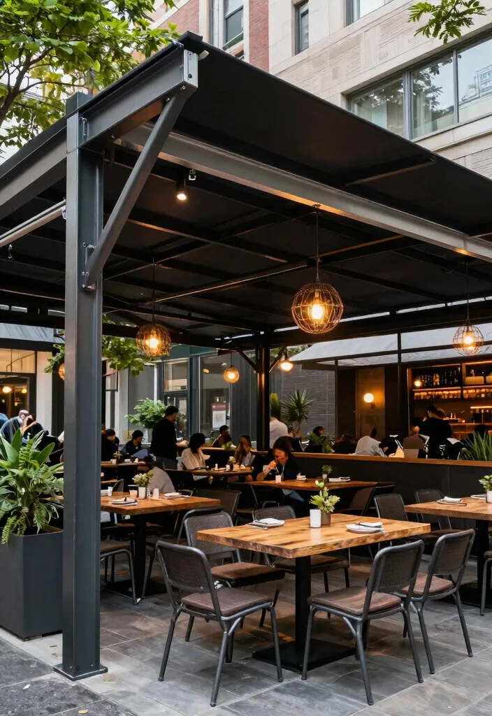 21 Stylish Restaurant Awning Ideas for Patio Dining 11 21 Stylish Restaurant Awning Ideas for Patio Dining 11. Metal Frame Awnings for Industrial Style 0