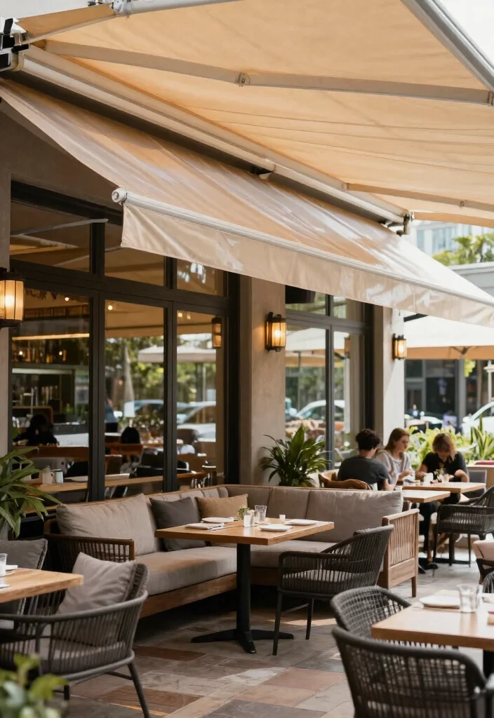 21 Stylish Restaurant Awning Ideas for Patio Dining 21 21 Stylish Restaurant Awning Ideas for Patio Dining 21. Transparent Roll Up Awnings for Convenience 0