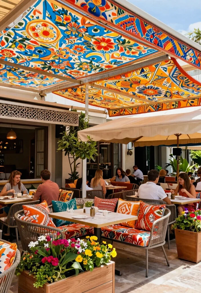21 Stylish Restaurant Awning Ideas for Patio Dining 8 21 Stylish Restaurant Awning Ideas for Patio Dining 8. Fabric Awnings with Patterns 0