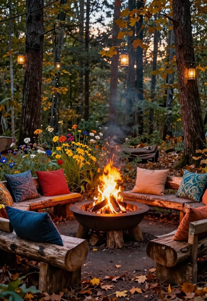 25 Breathtaking Fire Pit Inspiration Photos for Fall Nights 1. Rustic Cedar Log Fire Pit 0