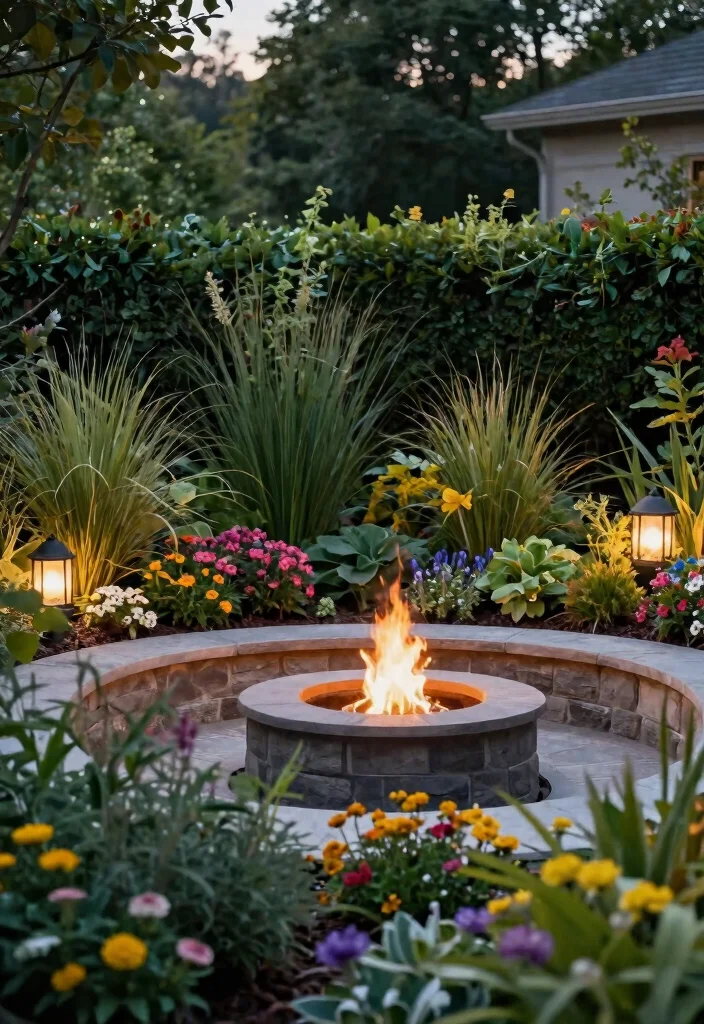 25 Breathtaking Fire Pit Inspiration Photos for Fall Nights 11. Fire Pit Surrounded by Lush Landscaping 0