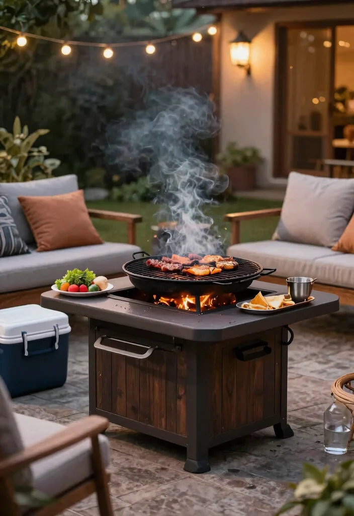 25 Breathtaking Fire Pit Inspiration Photos for Fall Nights 12. Fire Pit with a Built in Grill 0
