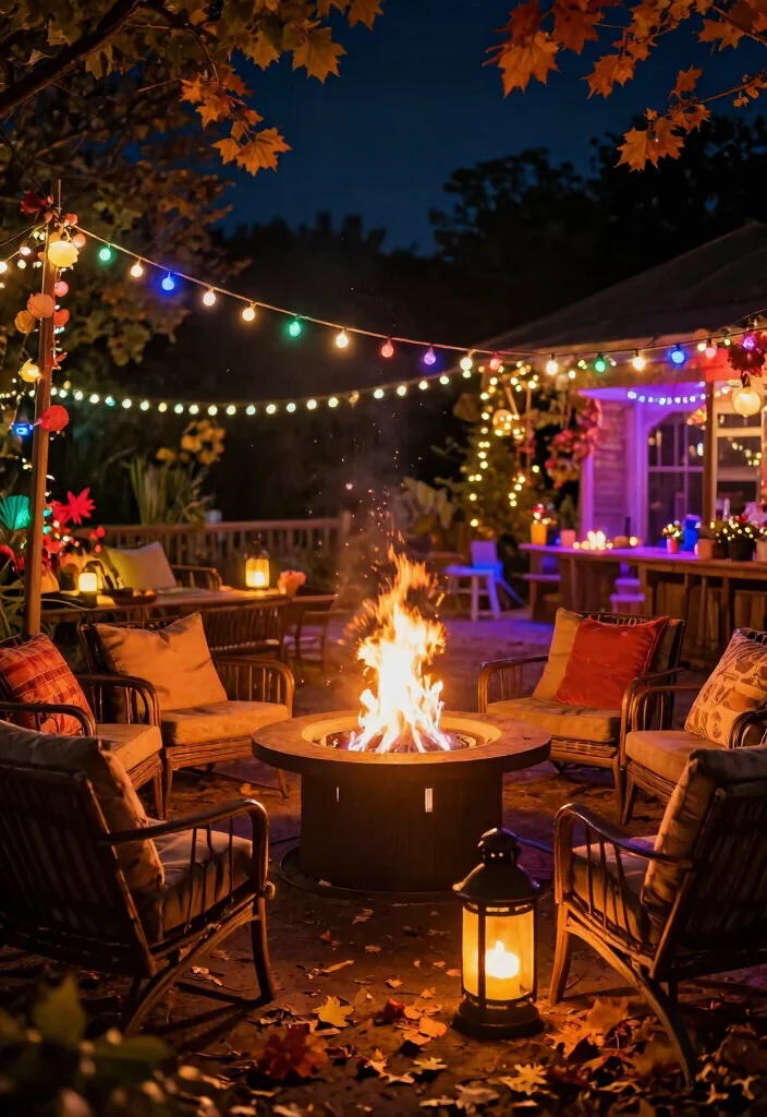25 Breathtaking Fire Pit Inspiration Photos for Fall Nights 13. Fire Pit with Colorful Lighting 0