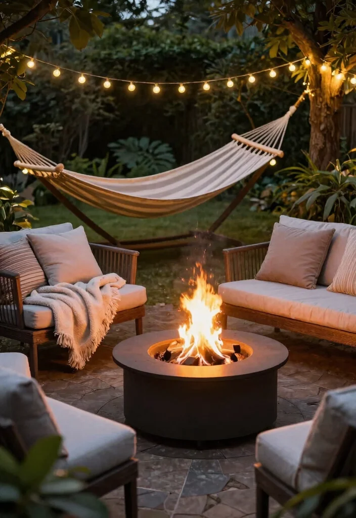 25 Breathtaking Fire Pit Inspiration Photos for Fall Nights 16. Cozy Fire Pit with a Hammock 0