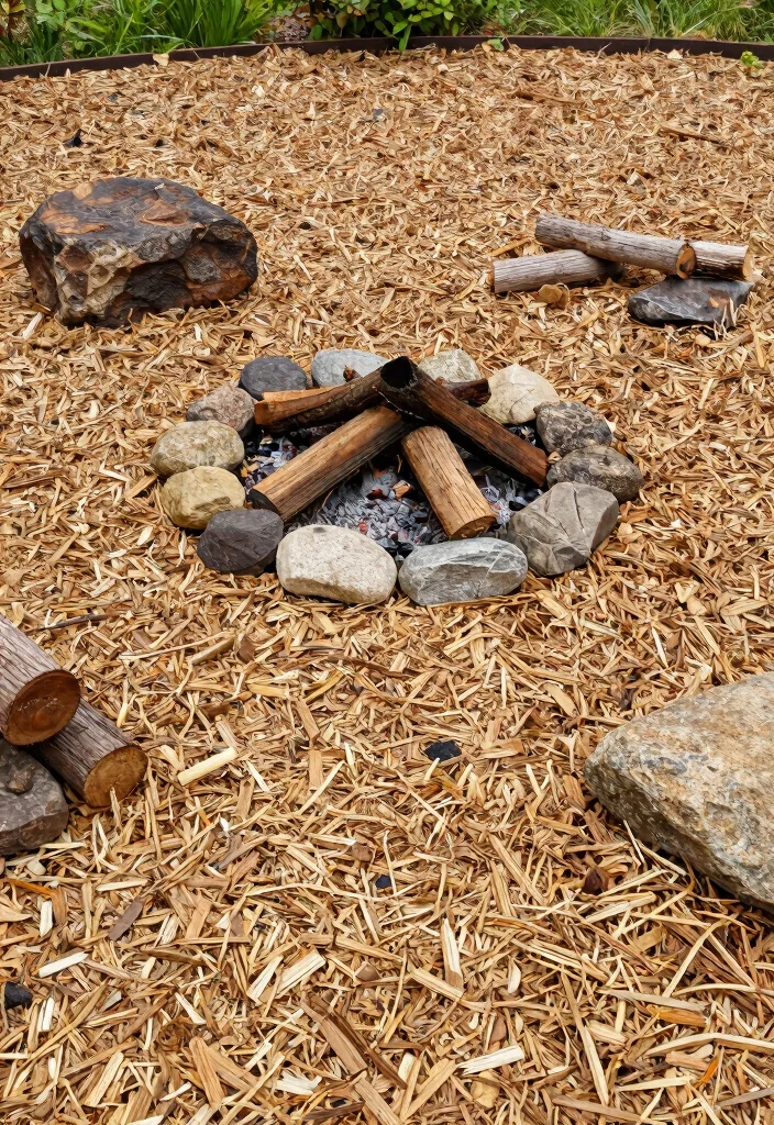 25 Breathtaking Fire Pit Inspiration Photos for Fall Nights 22. Fire Pit Surrounded by Wood Chips 0
