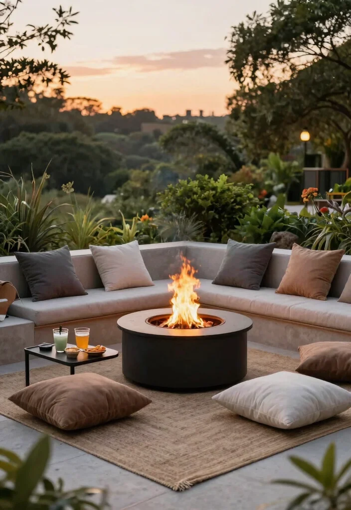 25 Breathtaking Fire Pit Inspiration Photos for Fall Nights 4. Fire Pit with Built in Seating 0