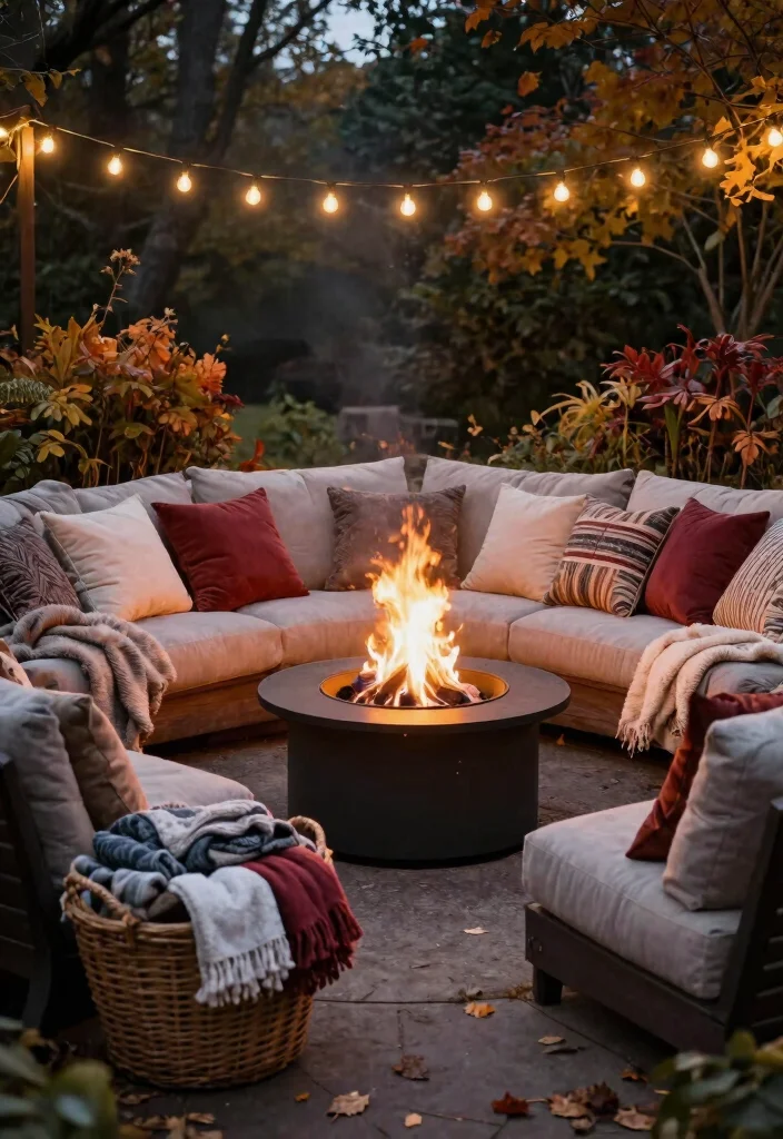 25 Breathtaking Fire Pit Inspiration Photos for Fall Nights 9. Fire Pit with Cozy Blankets and Pillows 0