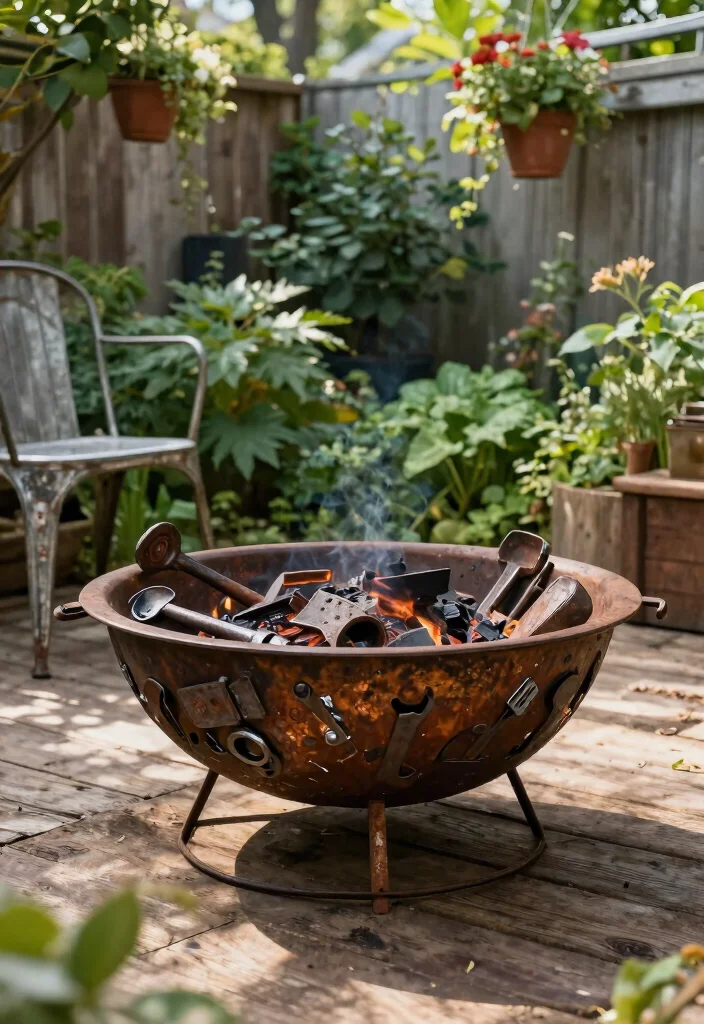 7 Badass Welded Fire Bowl Ideas for Metalworkers 2. The Rustic Charm 0