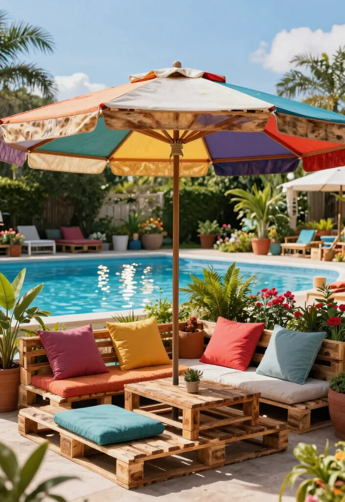 7 Best Above Ground Pool Umbrella Ideas Ultimate Shade 2. DIY Pallet Umbrella 0