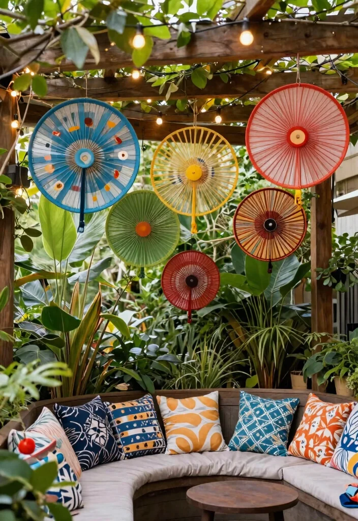 7 Cool Patio Decor Ideas with Fans for Hot Summer Days 5. Whimsical Hanging Fans A Touch of Charm 0