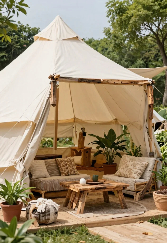 7 Cozy Bell Tent Awning Ideas for Glamping Setups 7 7 Cozy Bell Tent Awning Ideas for Glamping Setups 7. Eco Friendly Awning Design 0