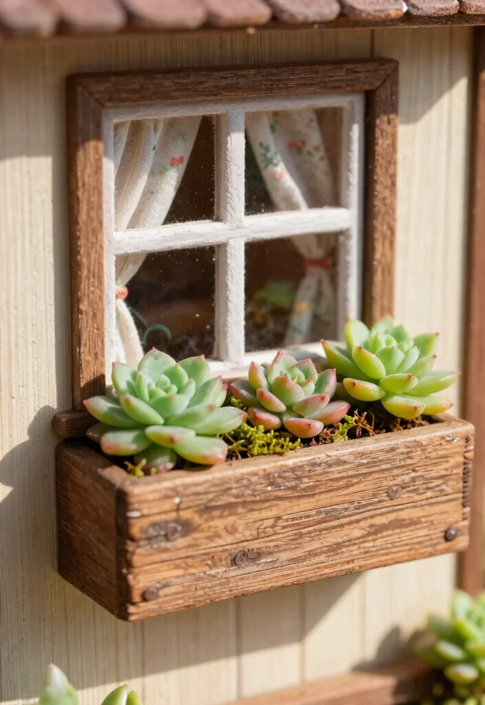 7 Cute Dollhouse Window Box Ideas for Miniatures 1. Rustic Wooden Charm 0