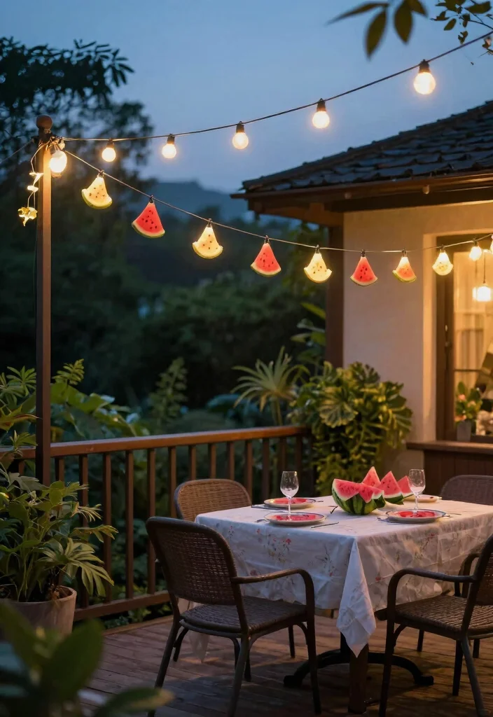 7 Fun Watermelon Patio Decor Ideas for Summer BBQs 2 7 Fun Watermelon Patio Decor Ideas for Summer BBQs 2. Watermelon String Lights 0