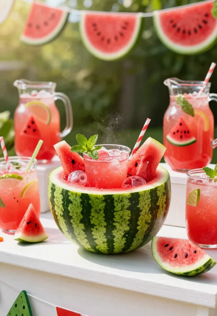 7 Fun Watermelon Patio Decor Ideas for Summer BBQs 6 7 Fun Watermelon Patio Decor Ideas for Summer BBQs 6. Watermelon Inspired Drink Station 0