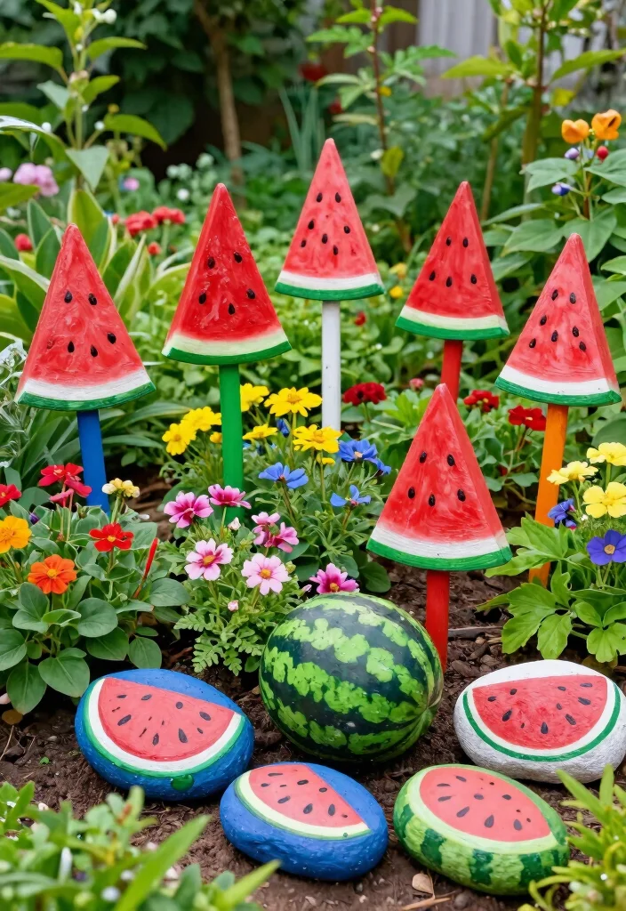 7 Fun Watermelon Patio Decor Ideas for Summer BBQs 7 7 Fun Watermelon Patio Decor Ideas for Summer BBQs 7. Watermelon Garden Accents 0