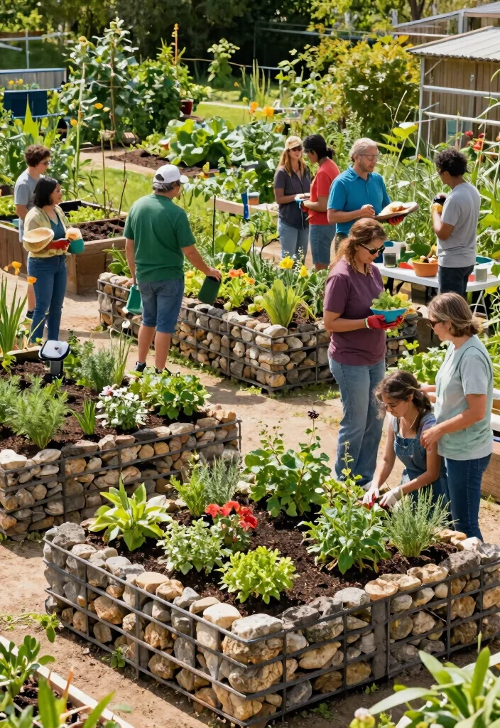 7 Industrial Outdoor Gabion Planter Ideas with Rocks 7 7 Industrial Outdoor Gabion Planter Ideas with Rocks 7. Community Garden Collaboration 0