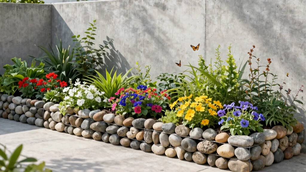 7 Industrial Outdoor Gabion Planter Ideas with Rocks