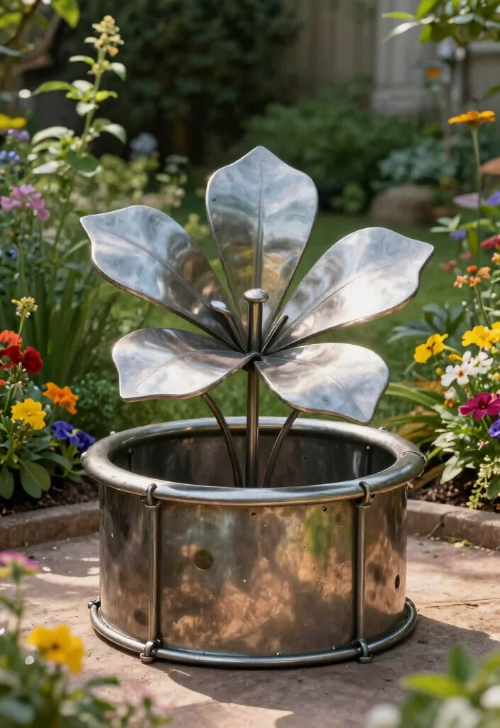7 Quiet Above Ground Pool Pump Ideas to Hide Equipment 7. Artistic Metal Sculpture 0