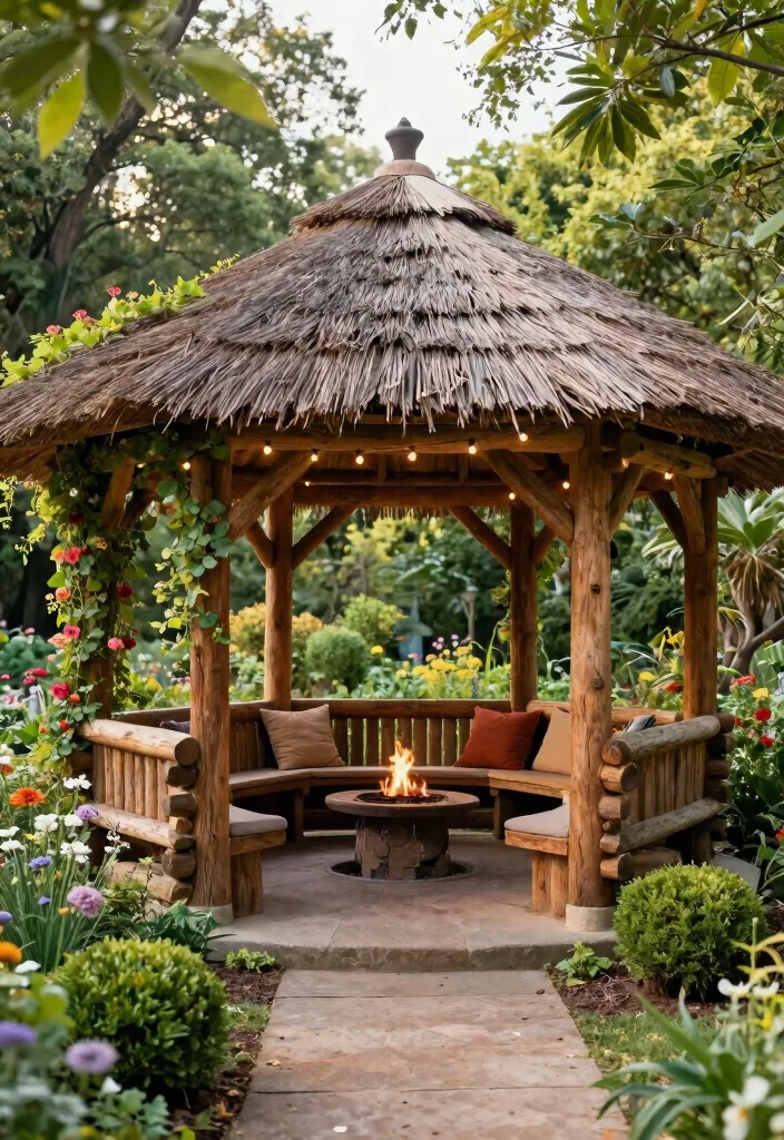 7 Rustic Log Gazebo Ideas for Cabin Backyards 1. The Classic Round Log Gazebo 0