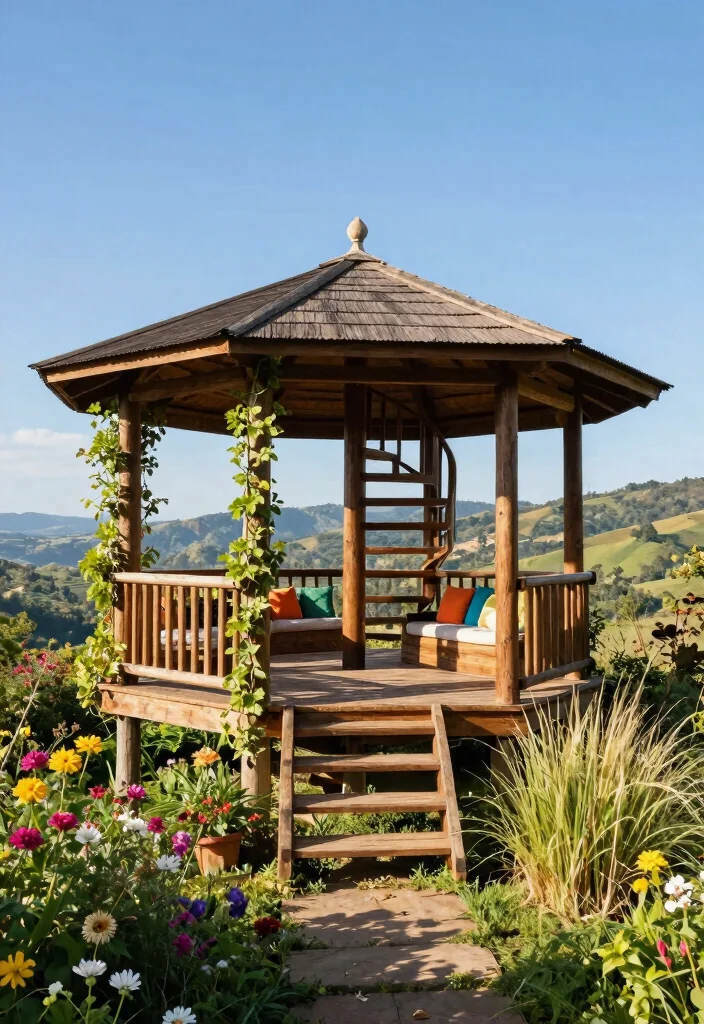 7 Rustic Log Gazebo Ideas for Cabin Backyards 3. Elevated Log Gazebo 0