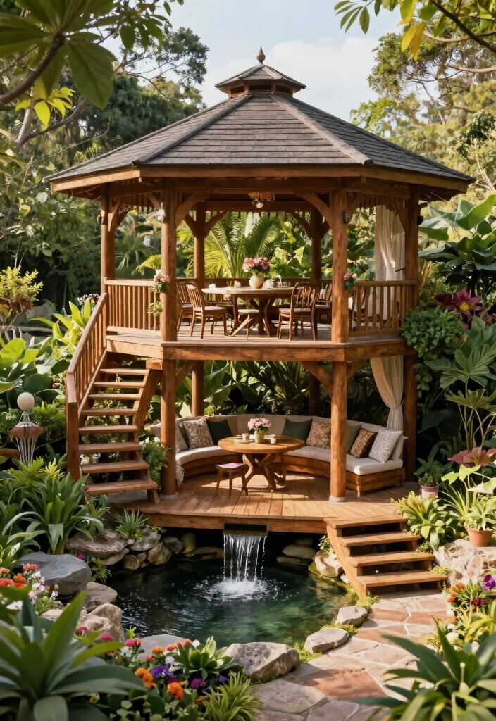7 Rustic Log Gazebo Ideas for Cabin Backyards 6. Multi Level Log Gazebo 0