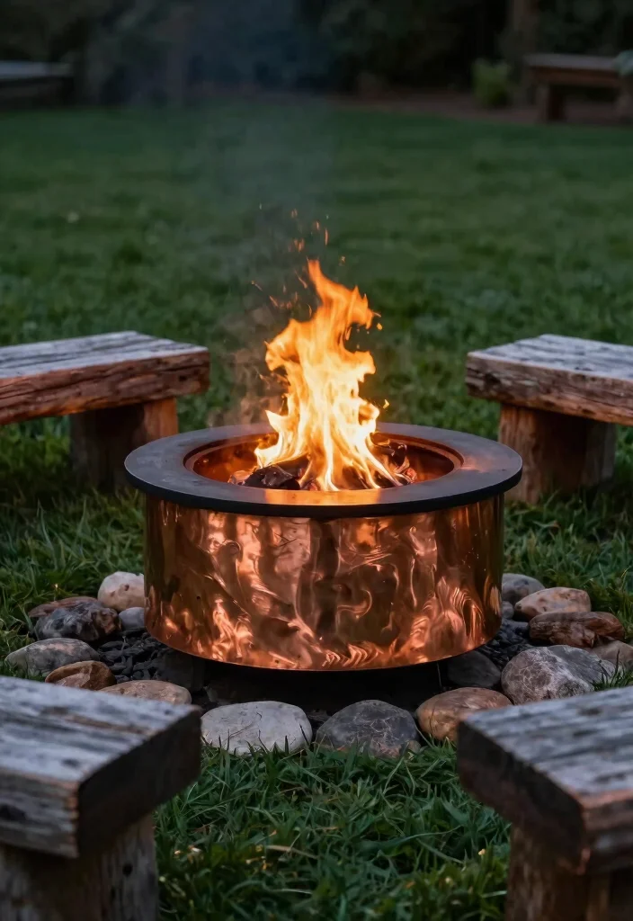 7 Rustic Silo Fire Pit Ideas for Your Farmhouse Backyard Vibe 3. Copper Inlay Silo Fire Pit 0