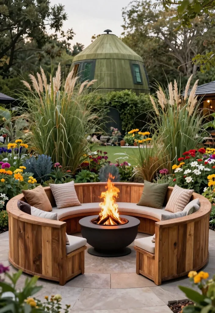 7 Rustic Silo Fire Pit Ideas for Your Farmhouse Backyard Vibe 4. Silo Fire Pit with Integrated Seating 0