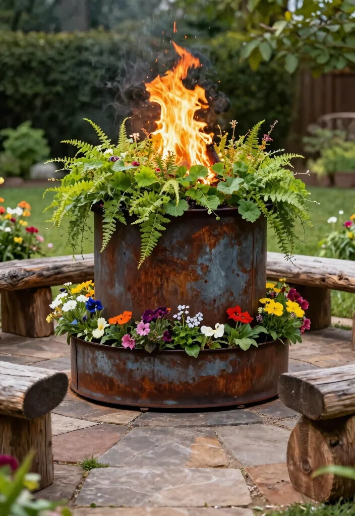 7 Rustic Silo Fire Pit Ideas for Your Farmhouse Backyard Vibe 5. Planter Silo Fire Pit 0