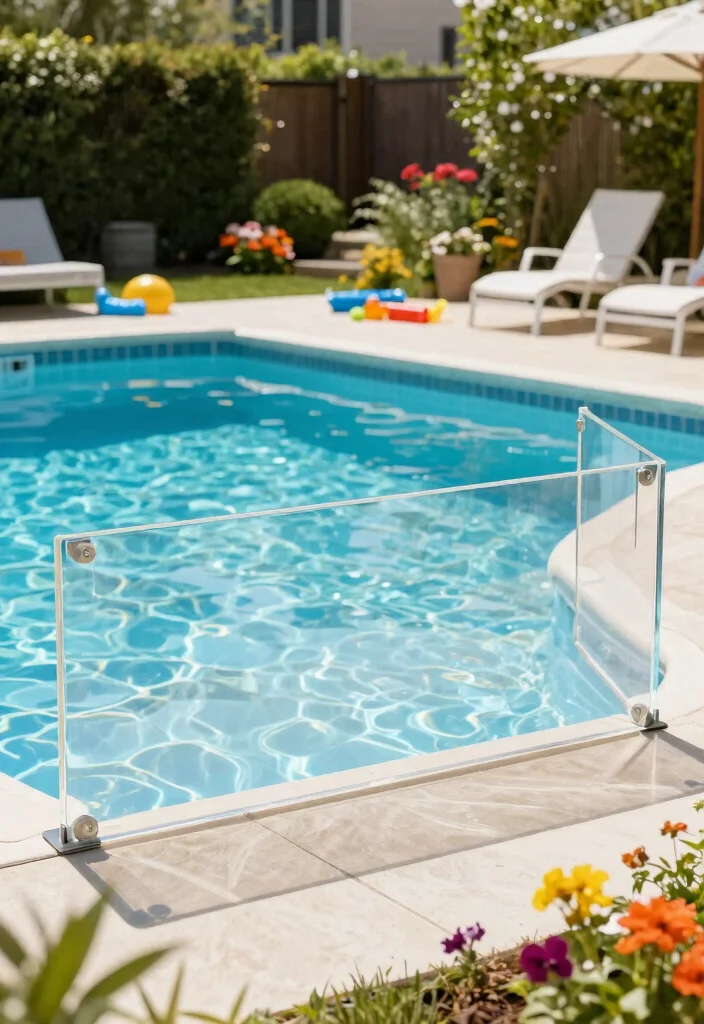 7 Safe Above Ground Pool Gate Ideas for Kids and Pets 4. Clear Acrylic Pool Barrier 0