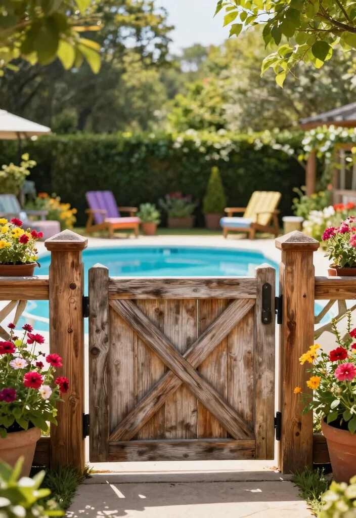 7 Safe Above Ground Pool Gate Ideas for Kids and Pets 6. Farmhouse Style Gate 0