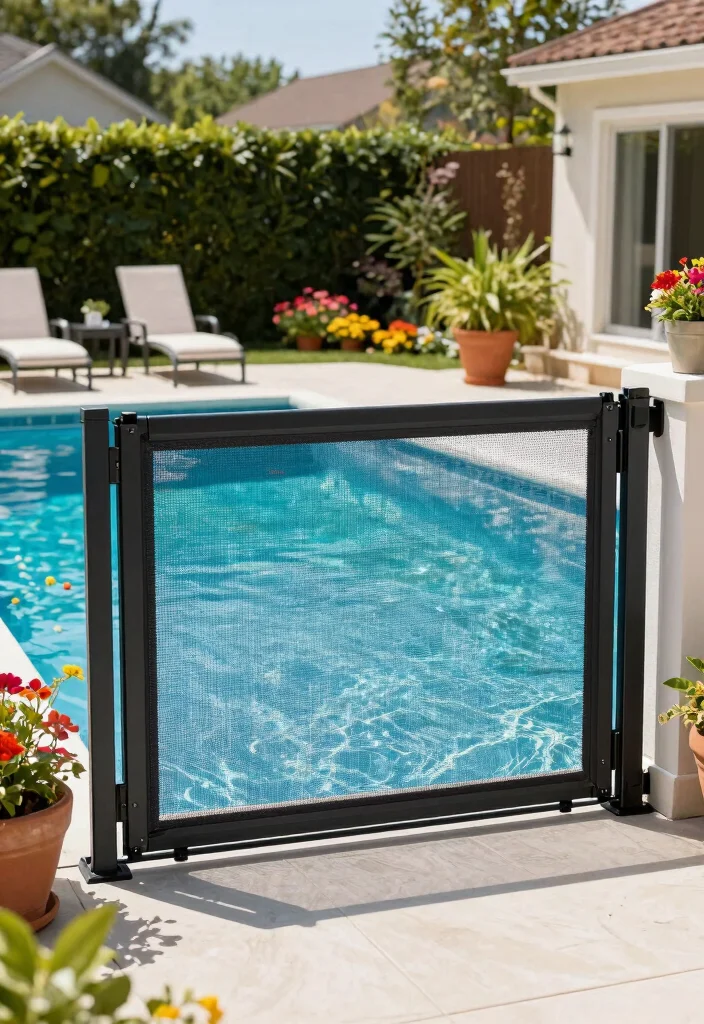 7 Safe Above Ground Pool Gate Ideas for Kids and Pets 7. Retractable Pool Safety Gate 0